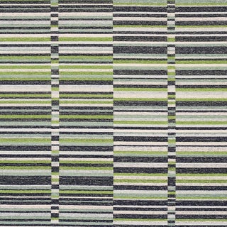 Sample - Schumacher Tierra Stripe Fabric, Green & Blue For Sale