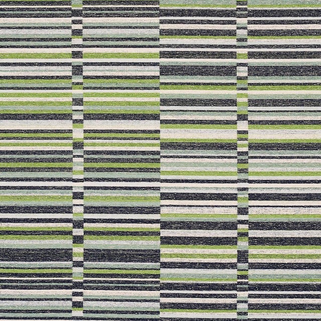Sample - Schumacher Tierra Stripe Fabric, Green & Blue For Sale