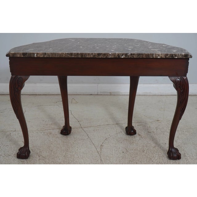 Henkel Harris Model 5752 Marble Top Mahogany Console Table For Sale - Image 10 of 12
