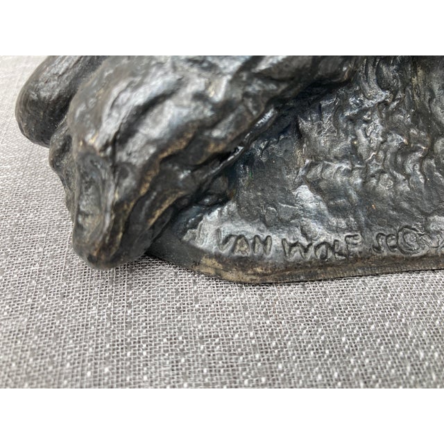 Vintage Van Wolf Cougar Bronze Sculpture For Sale - Image 11 of 12
