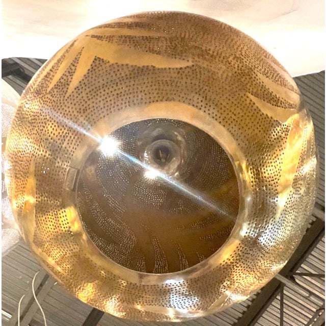 2020s Medium Modern Brass Pierced Metal Pendant Light For Sale - Image 5 of 6
