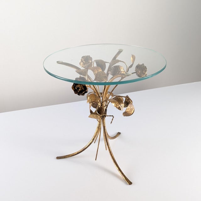 Mid-Century Modern Gilt Metal Floral Rose Side Table, 1970s For Sale - Image 18 of 18