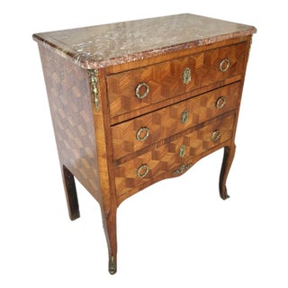 Early 20th Century French Louis XV Style Marble Top Chest of Drawers For Sale
