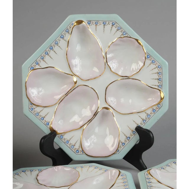 Set of 9 Fine Hand Painted Porcelain Oyster Plates, Late 19th or Early 20th Century For Sale In Houston - Image 6 of 7