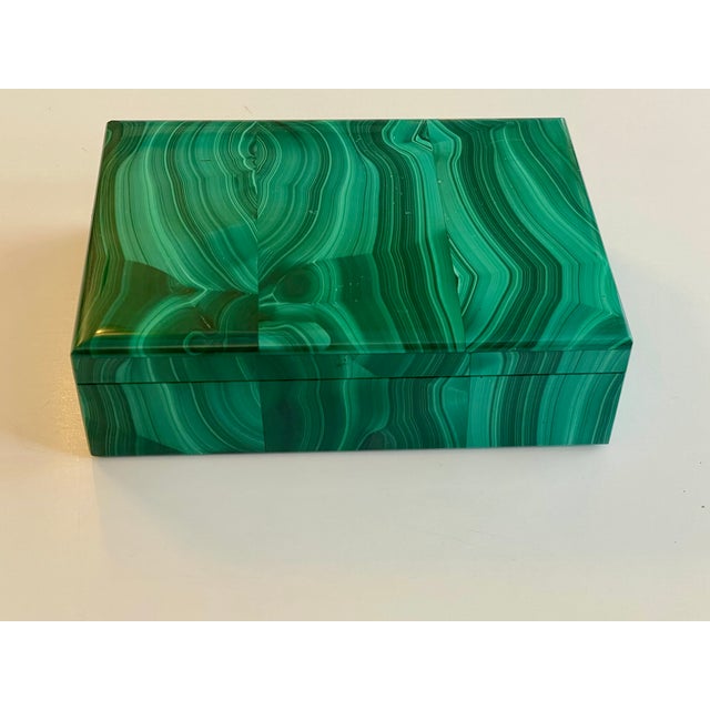 Handcrafted Malachite Box with Brass Hinge, 1950 For Sale - Image 10 of 10