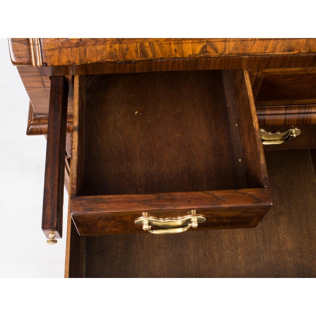 Antique Queen Anne Double Dome Burr Walnut Bureau Bookcase, 18th Century For Sale - Image 17 of 18