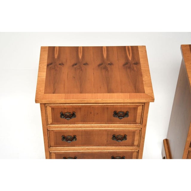 Antique Georgian Yew Wood Bedside Chests, 1950s, Set of 2 For Sale - Image 6 of 11