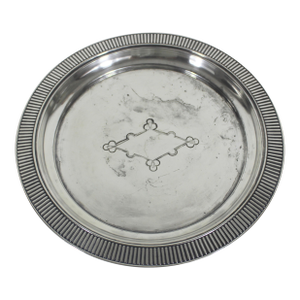 Antique Round 11” Silver Plated Gallery Tray Wide Lip, Embossed Detail Plate Serving Dish, Drinks Simpson Hall Miller & Co Made in Usa