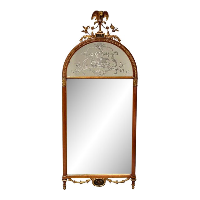 Early 20th Century Adams Style Carved & Painted Satinwood Engraved Mirror For Sale