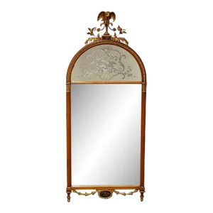 Early 20th Century Adams Style Carved & Painted Satinwood Engraved Mirror