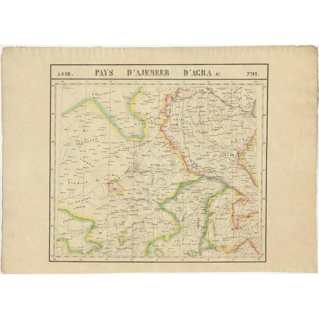 Antique map titled 'No. 82 Pays d'Ajemeer d'Agra'. Detailed map of Northern India. Originates from 'Atlas Universel' by...