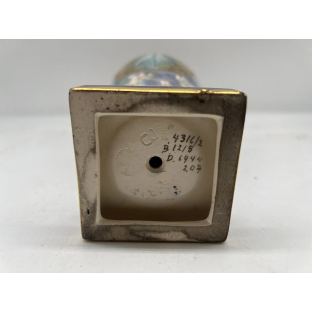 Royal Bonn Lovely Lady Cobalt & Gilt Porcelain Pedestal Vase Signed J. Duren For Sale - Image 10 of 12