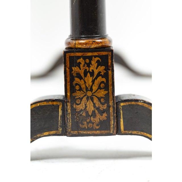 Wood 19th Century Chinese Black Lacquered Wood Leaf Table For Sale - Image 7 of 11