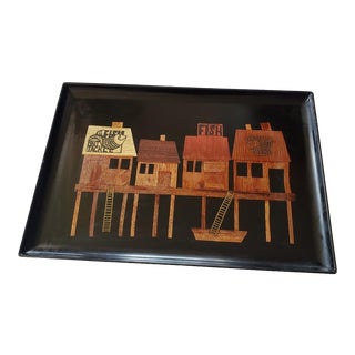 Couroc of Monterey Fisherman's Wharf Cocktail Serving Tray For Sale