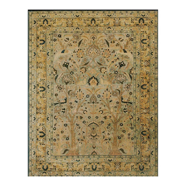 Antique Intricate Tree of Life Design in a Light Blue Background Color Persian Khorassan Rug For Sale