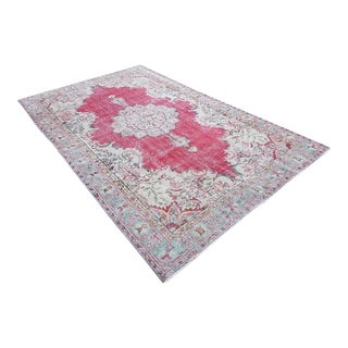 1960s 5x9 Geometric Handknotted Wool Rug For Sale