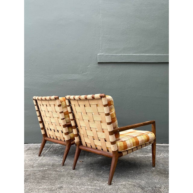 Brown Vintage MCM t.h. Robsjohn Gibbings for Widdicomb Model 1750 Strap Lounge Chairs - A Pair For Sale - Image 8 of 12