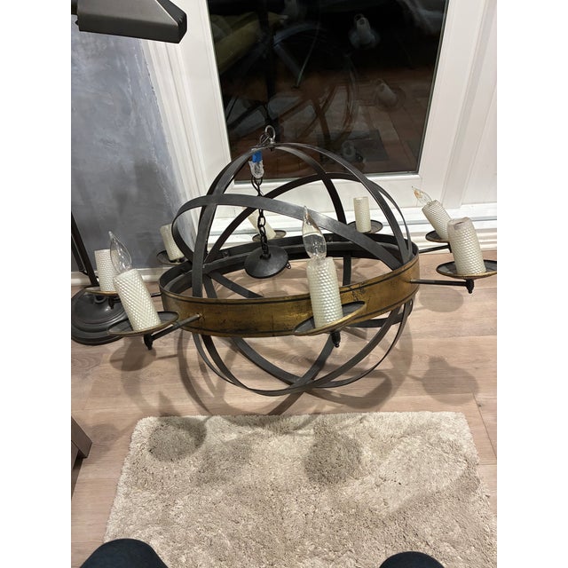 Mid 20th Century Metal Armillary Sphere Chandelier For Sale In Los Angeles - Image 6 of 6