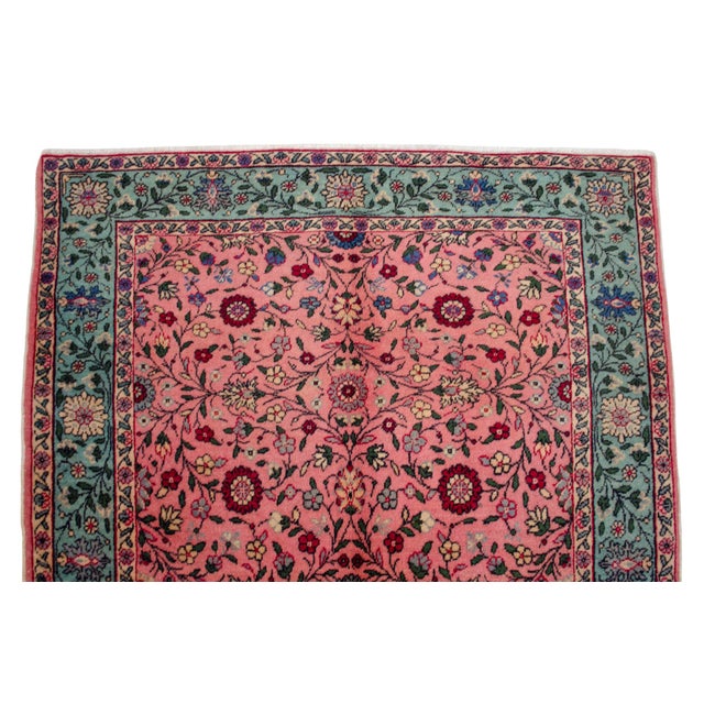 Rose 1950s Vintage Turkish Rug Hand Knotted Area Rug - 3′9″ × 5′5″ For Sale - Image 8 of 11