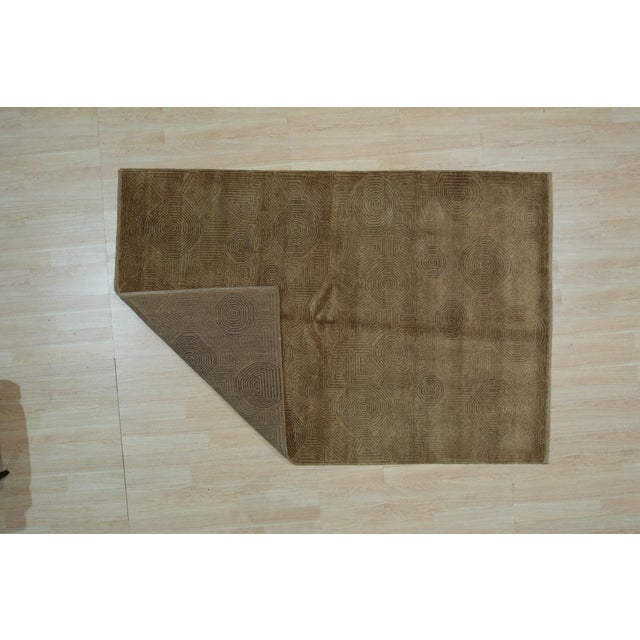 Contemporary 8x10 Yara Brown Geometric Contemporary Hand Knotted Wool Carpet Rug For Sale - Image 3 of 6