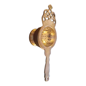 1950s Silverplate Tea Bag or Lemon Strainer Basket Spoon and Bowl