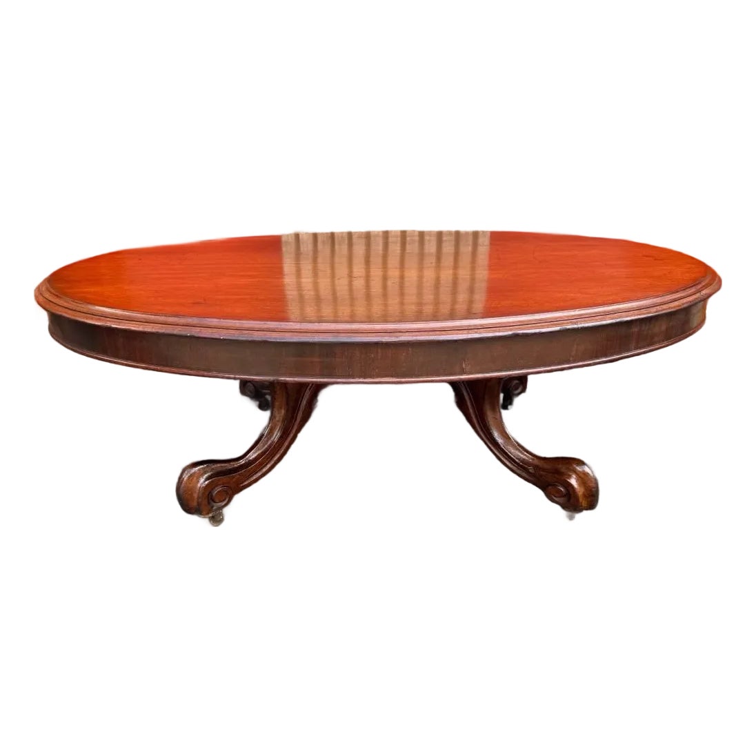 Antique Victorian Style Mahogany Oval Coffee Table | Chairish