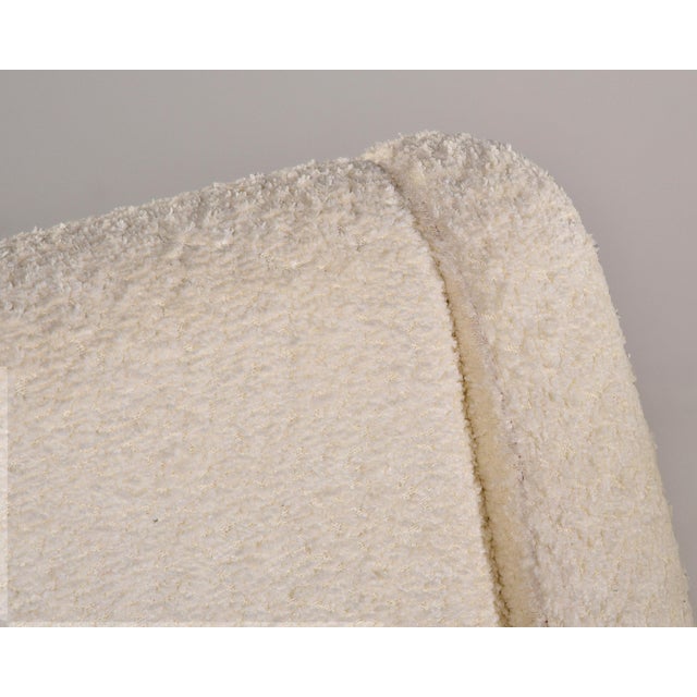 Italian Mid Century Chairs With Nubby White Fabric and Brass Tipped Legs - Pair For Sale - Image 10 of 12