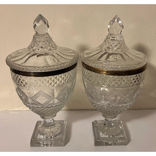 Antique 19th Century George III Anglo Irish Cut Crystal Glass Chestnut Urns - a Pair For Sale - Image 12 of 12