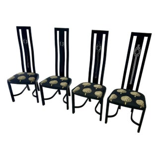 Late 20th Century Black Lacquer Chairs For Sale