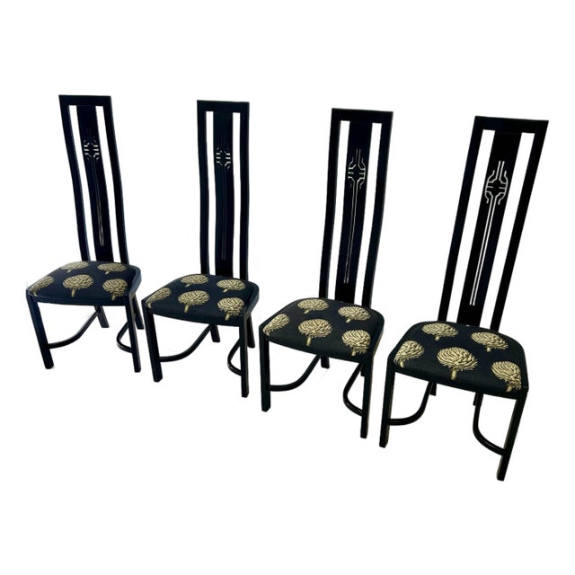 Late 20th Century Black Lacquer Chairs For Sale
