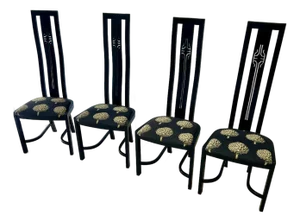 Late 20th Century Black Lacquer Chairs