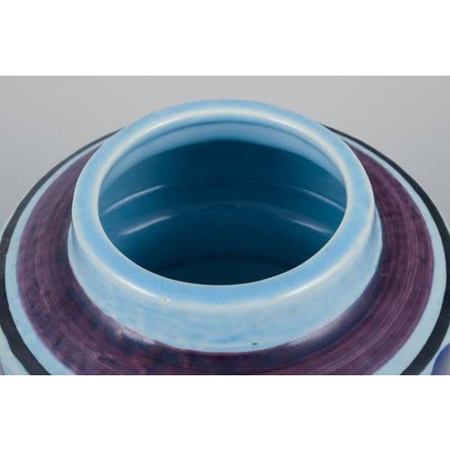 Lavendel Ceramic Vase with Glaze in Blue Tones by Olle Alberius for Rörstrand, 1970s For Sale - Image 6 of 9