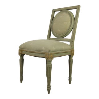 Vintage Green Upholstered Side Chair For Sale