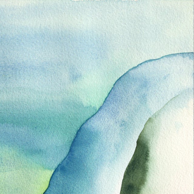 Abstract Rainbowland Inlet - Abstract Colorful Dreamy Landscape Watercolor Painting Original Artwork by Xiao Wen Xu For Sale - Image 3 of 7