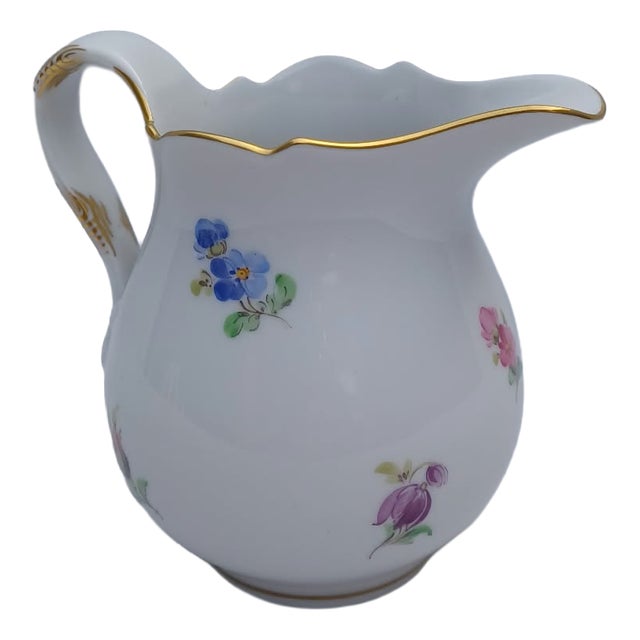 Vintage Porcelain Miniature Creamer with Hand-Painted Floral Motifs from Meissen, 1960 For Sale