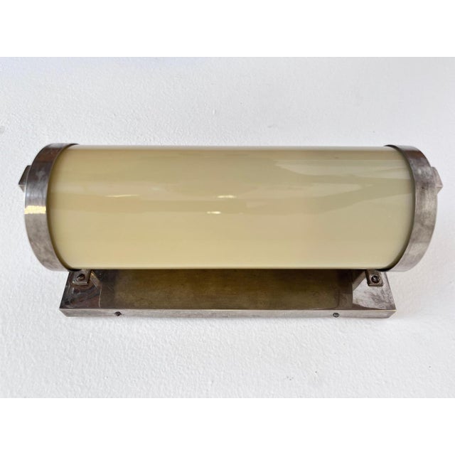 Glass Bauhaus Wall Lamp in Chrome, Czechoslovakia, 1930s For Sale - Image 7 of 9