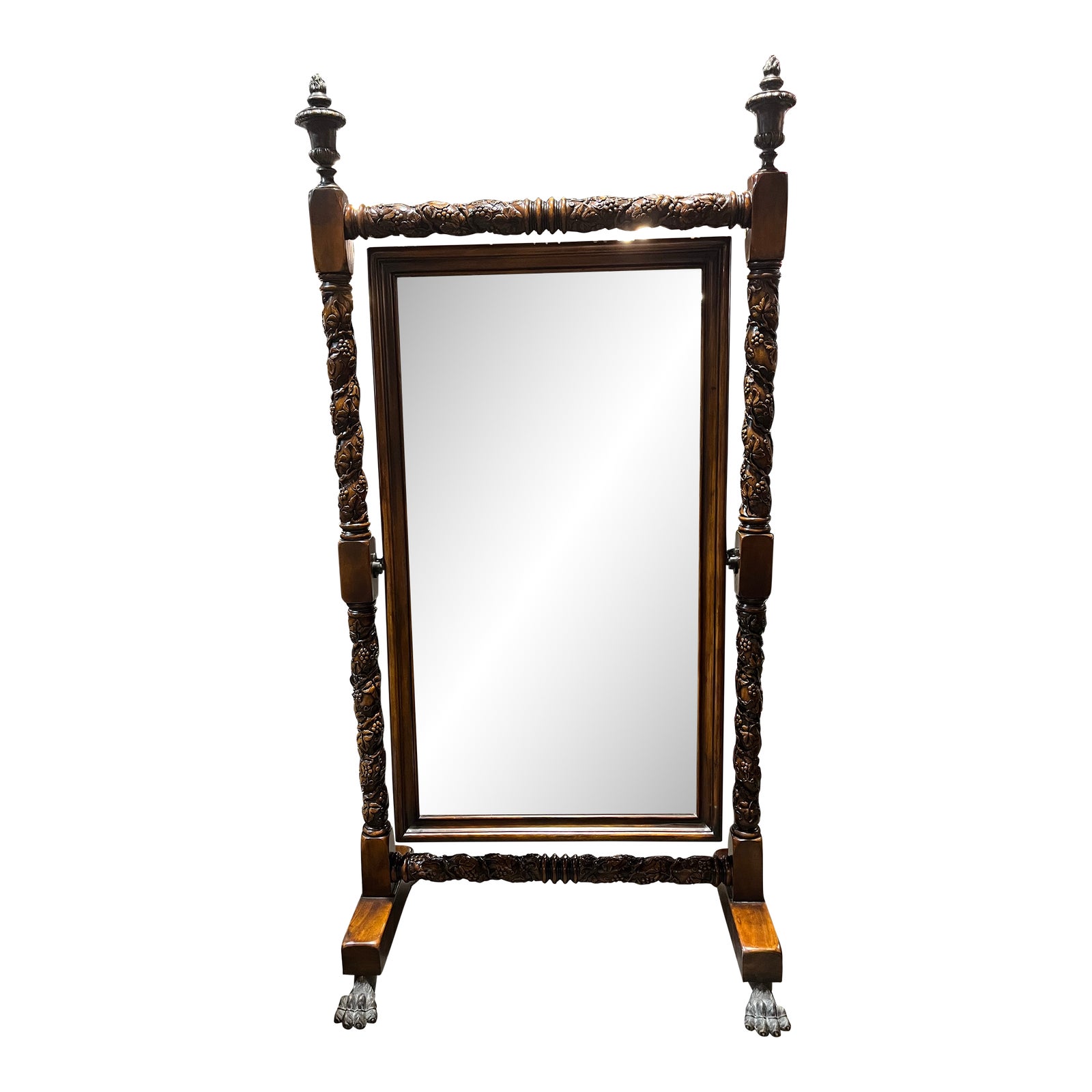 Mid 20th Century Vintage Cheval Mirror With Lion Paw Feet Chairish