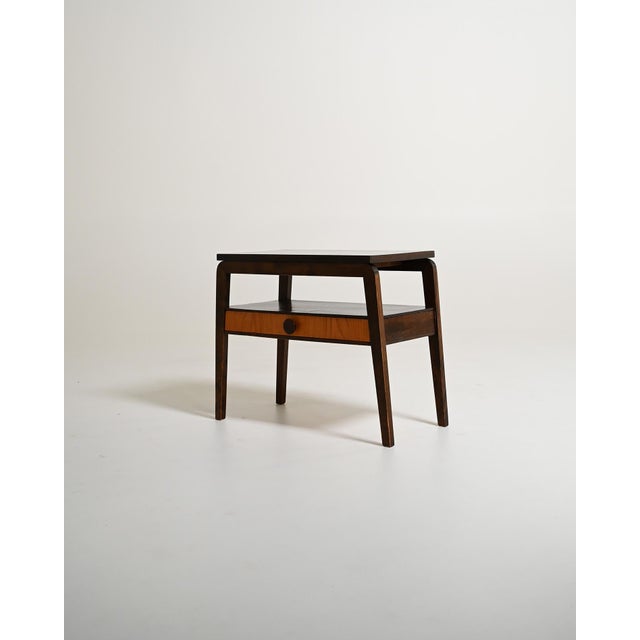 1950s Scandinavian Teak and Dark Wood Bedside Table, 1950s For Sale - Image 5 of 11