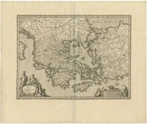 Antique Map of Greece by J. Jansson, 1653