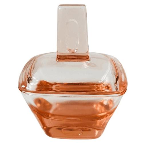Beautiful and authentic Art Deco jewelry box made of pink pressed glass, manufactured in the 1930s by the renowned Belgian...
