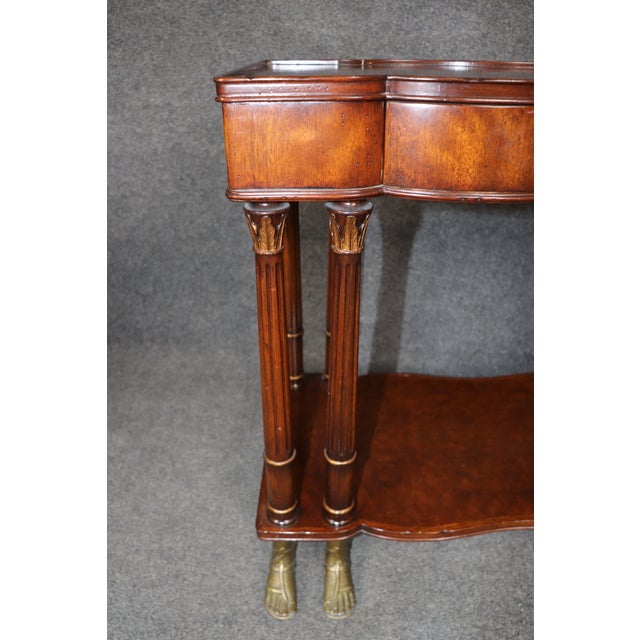 Pair of Georgian Style Brass Mounted Side Tables Attributed to Johnathan Charles For Sale - Image 14 of 14