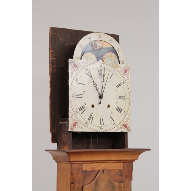 Period American Cherry Tall Cased Grandfather Clock For Sale - Image 15 of 18
