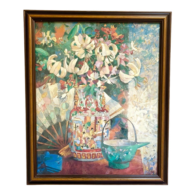 Vintage Asian Original Still Life Painting For Sale