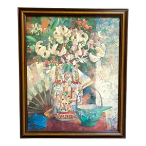 Vintage Asian Original Still Life Painting