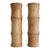 Natural Hand Carved Solid Mango Wood Large Bamboo Style Candle Holders Pillars (Set of 2) For Sale