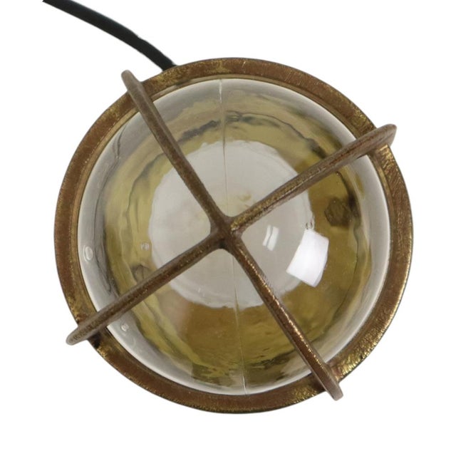 Industrial Brass Ship Cage Lamp, Rotterdam, 1950s For Sale - Image 13 of 14