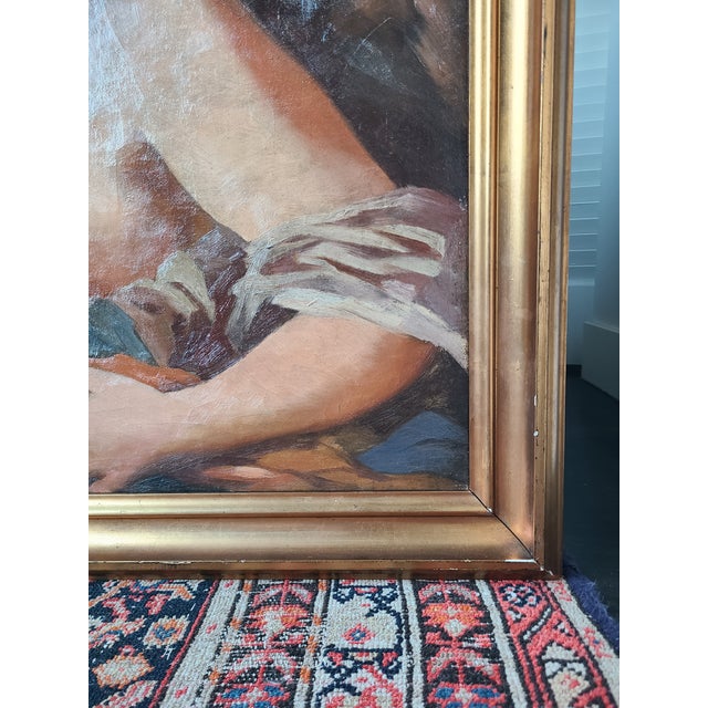 Antique Mythological Oil Painting Portrait of a Goddess For Sale - Image 12 of 14