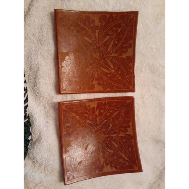 This is GORGEOUS Pair of Etched Terracota 7" Candle Holders Made in Indonesia. Procured at auction BOX 29