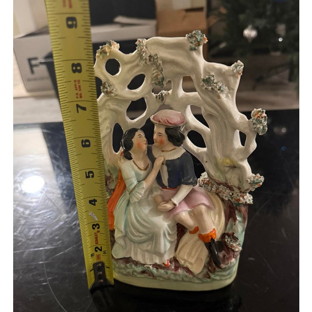 Staffordshire Antique 19th Century Staffordshire Courting Couple Figurine 7.5in For Sale - Image 4 of 5