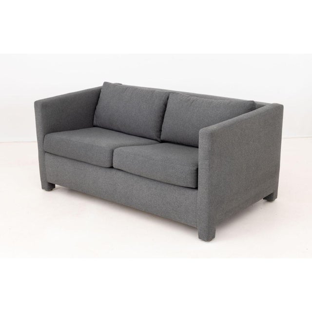 Gray Wool Blend Upholstered Sleeper Sofa, with twin size pull-out bed frame. 36.5" H x 59" W x 34" D; seat: 16" H; bed:...